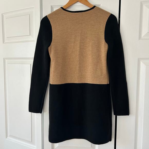 Talbots Merino Blend Colorblock Sweater Jacket Size XS Black Camel Open Front - Picture 4 of 5